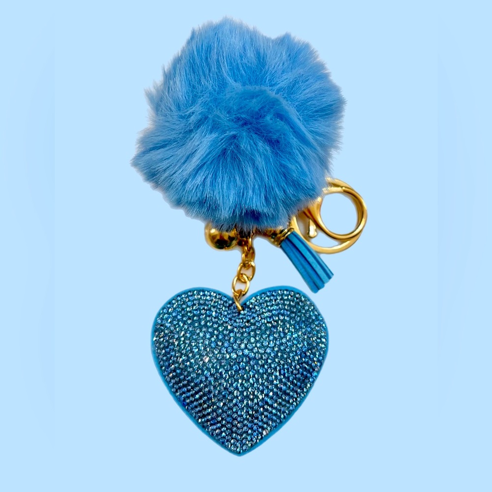 New heart Pom Pom keychain